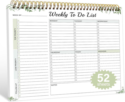 Weekly list notepad with - do,