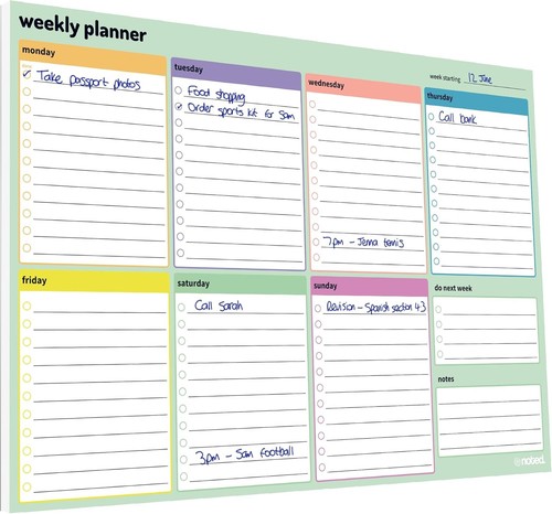 Week planner pad weekly - week, a4