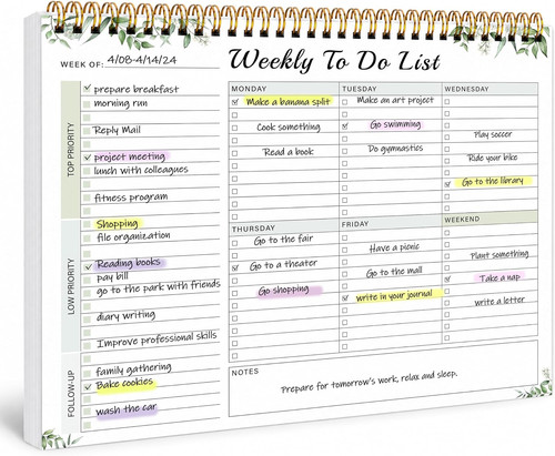 Weekly list notepad - do,